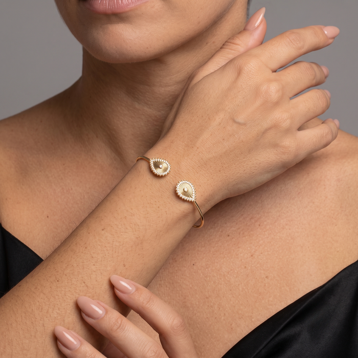 Shiny Bangle 14K (or 18k upon request) Yellow Gold Diamond Bracelet