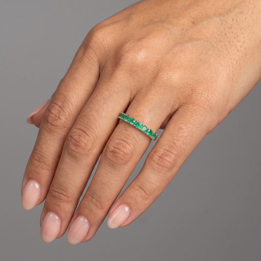 Emerald Eternity 14K Gold Band Ring