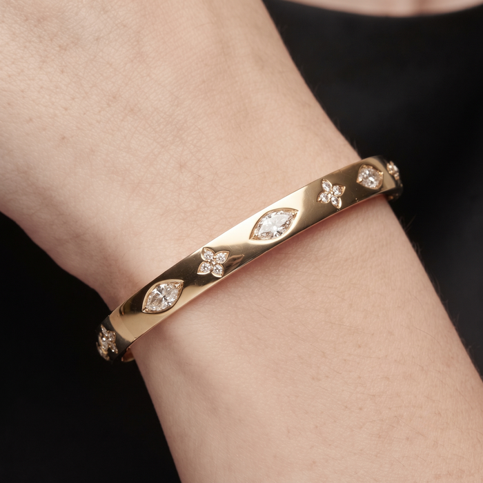 Floral Mirage Marquise Diamond Bracelet in 14K Yellow Gold