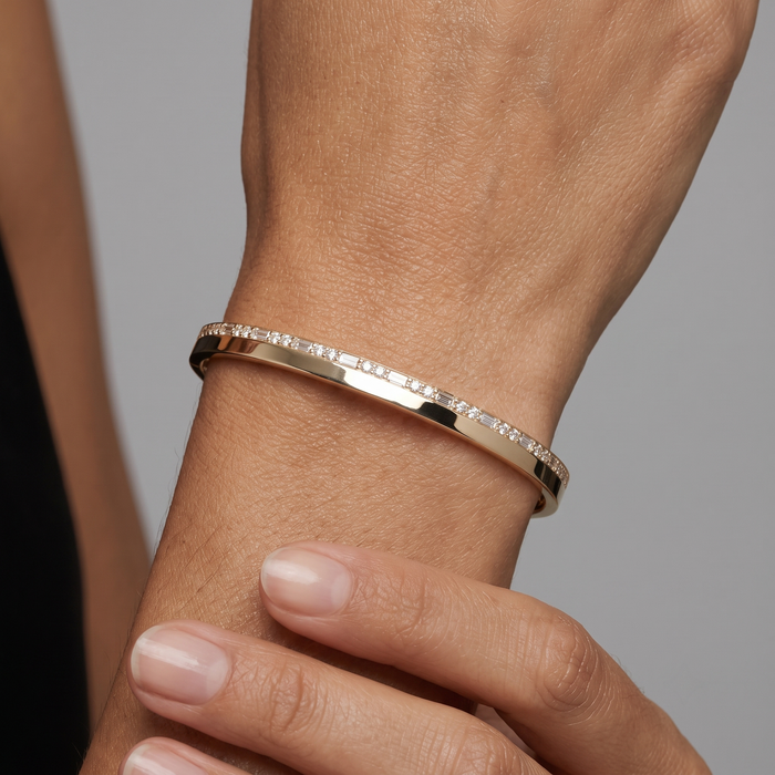 Cosmic Grace Diamond Bangle Bracelet in 14K Yellow Gold