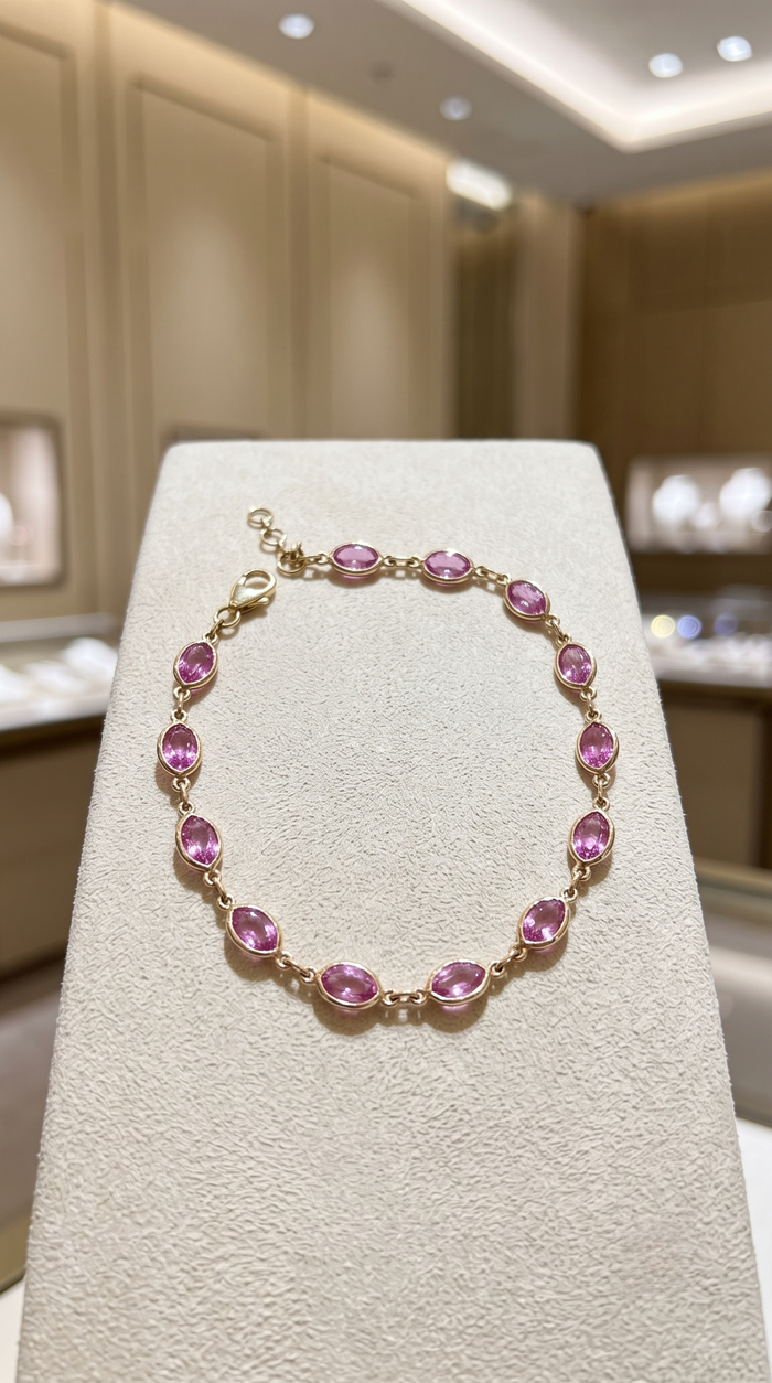 Lavender Marquise 14K Yellow Gold Link Bracelet