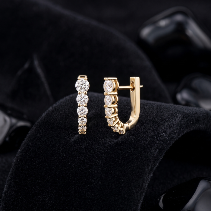 Round Diamond Mini Hoop Earrings in 14K Yellow Gold