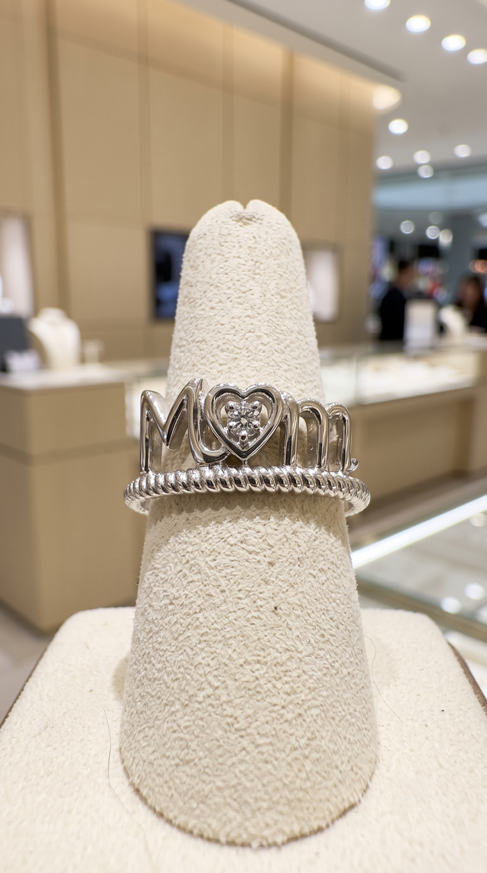 Heart Centered Mom Ring in 14K Yellow Gold