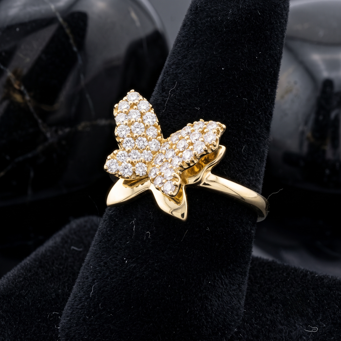 Diamond Butterfly Statement Pave Ring in 14K Gold