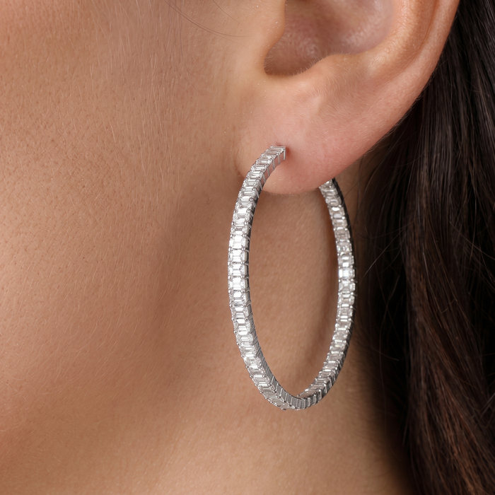 Emerald Cut Diamond Earrings in 18K White Gold