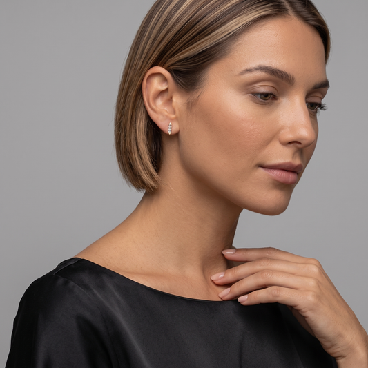 Baguette Tapered Diamond Stud Earrings in 14K Yellow Gold