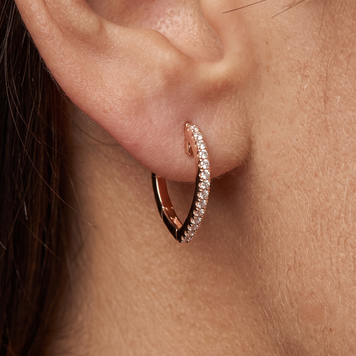 Euphoric Diamond Huggies Earrings in 14K Yellow Gold
