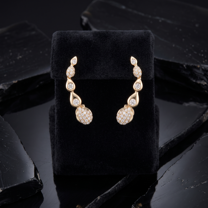 Rise Diamond Climber Earrings in 14K Yellow Gold