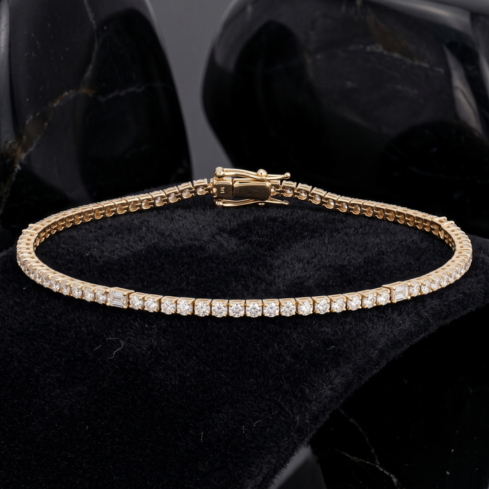 Illusion Diamond Baguette Tennis Bracelet in 14K Yellow Gold