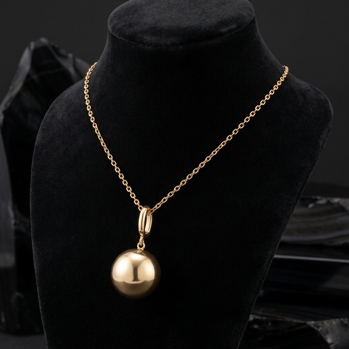 Polished Round Pendant Necklace in 14K Yellow Gold