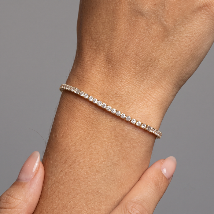 Illusion Diamond Baguette Tennis Bracelet in 14K Yellow Gold