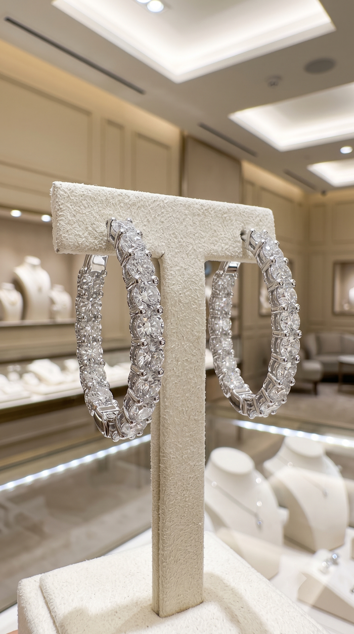 Inside Out Diamond Hoop Earrings in 14K White Gold