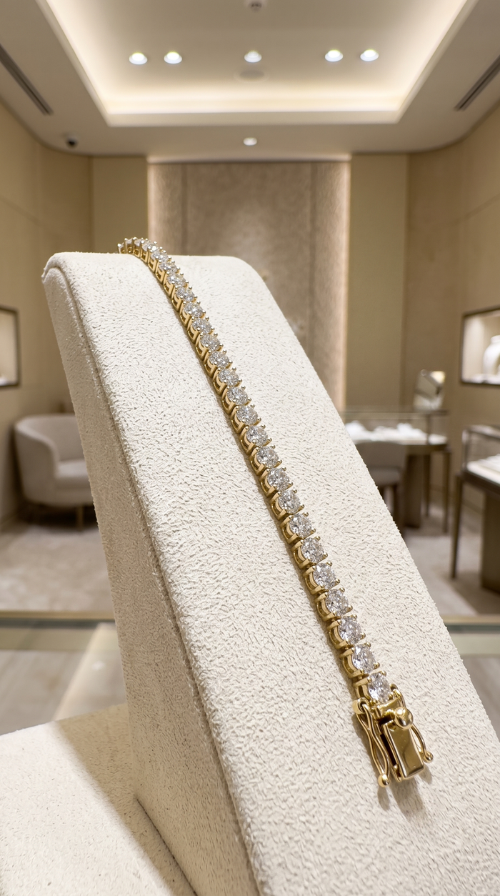 Glamour Pulse Diamond Tennis Bracelet in 14K Yellow Gold