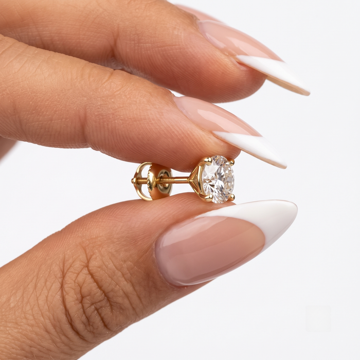 Four Prong Screw Back Martini Stud Earrings in 14K Yellow Gold