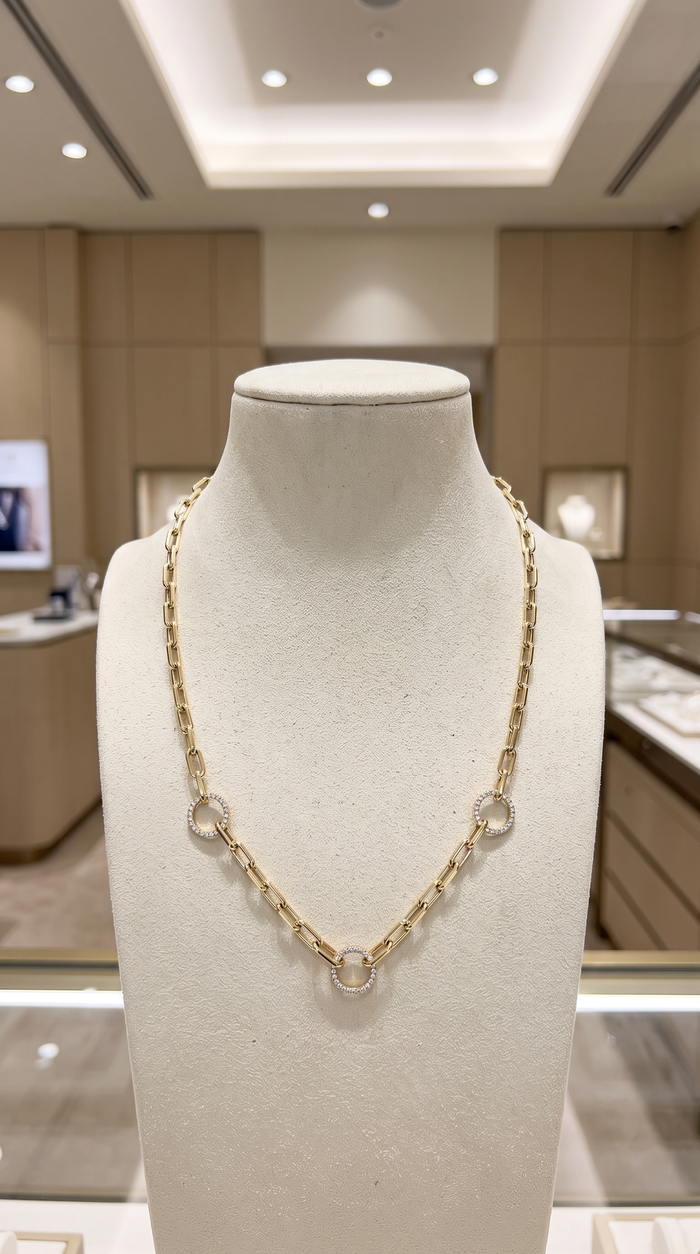 Diamond Revival Chain Link Necklace in 14K Yellow Gold