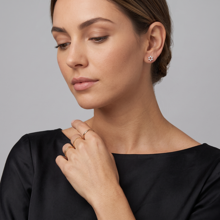 Star of David Diamond Accent Stud Earrings in 14K Yellow Gold