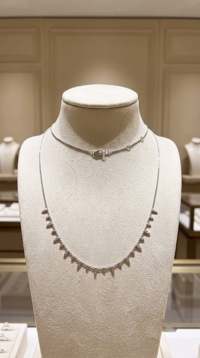 Spike Drop Diamond Necklace in 14K White Gold
