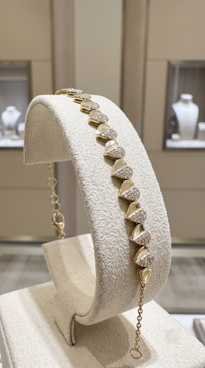 Lustrous Bliss Diamond Charm Bracelet in 14K Yellow Gold