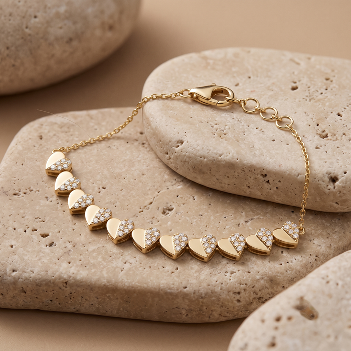 Lustrous Bliss Diamond Charm Bracelet in 14K Yellow Gold