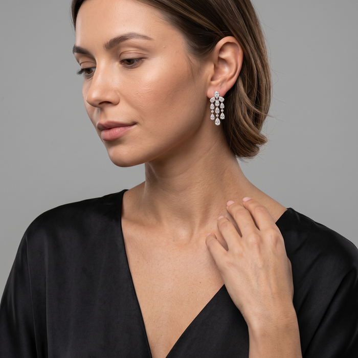 Illumine Chandelier White Diamond Earrings