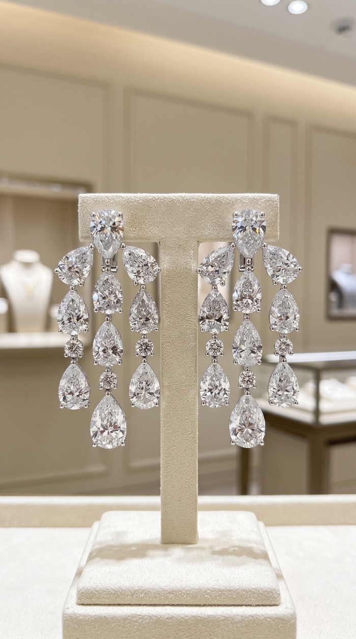 Illumine Chandelier White Diamond Earrings