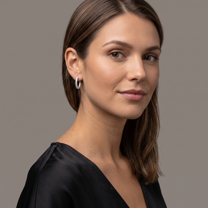 Inside Out Diamond Hoop Earrings in 14K White Gold