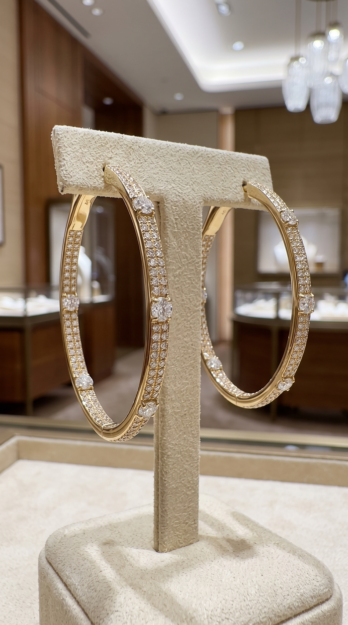 Halo Diamond Huggie Earrings in 14K Yellow Gold