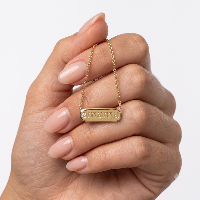 Amulet 5Mm Letter Mama Necklace in 14K Yellow Gold