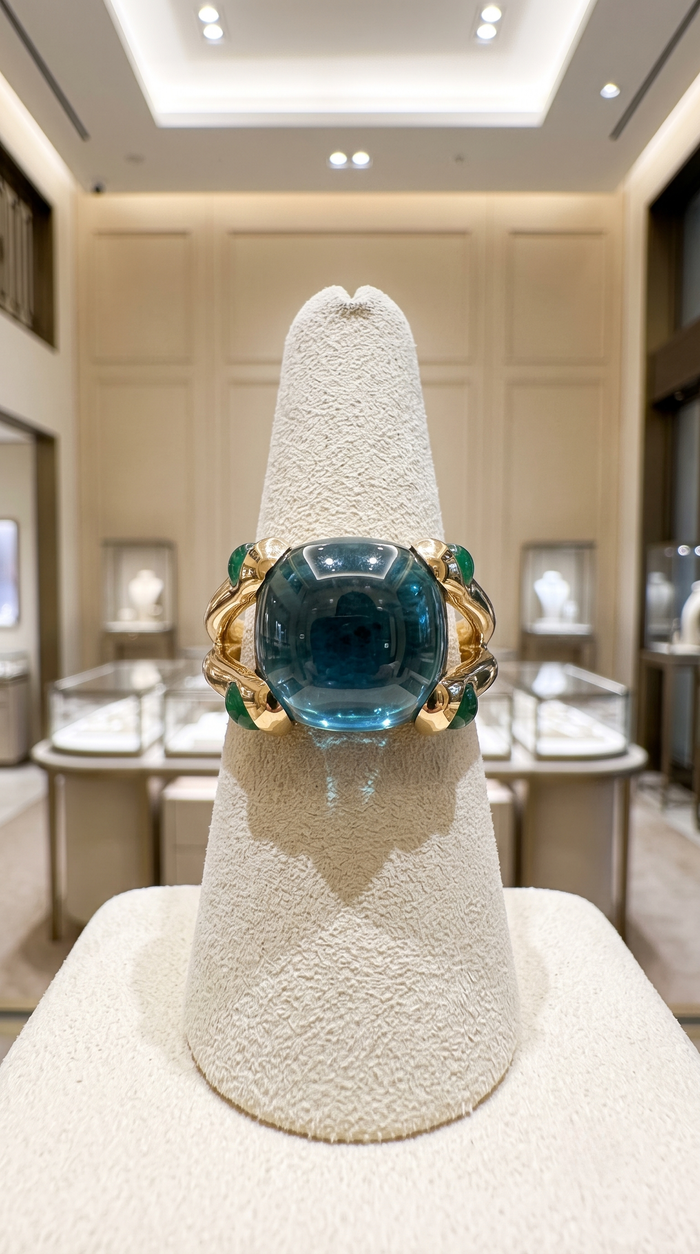 Blue Chalcedony 14K Cushion Ring