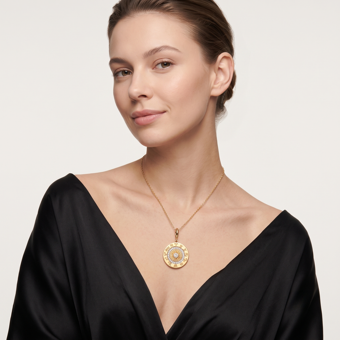 Clarity Round Pendant Diamond Necklace in 14K Yellow Gold