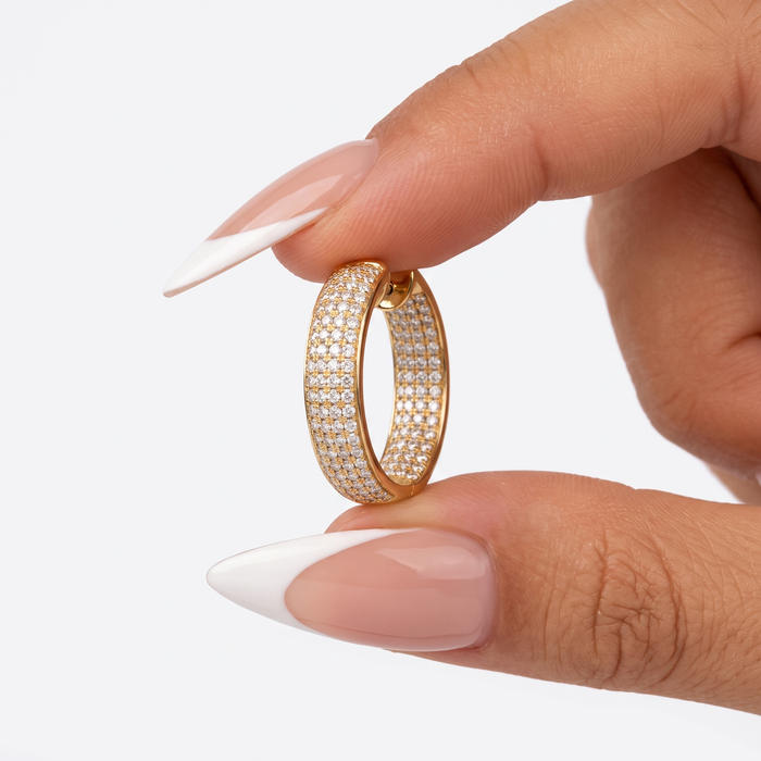 Eternal Diamond Hoop Earrings in 14K Yellow Gold