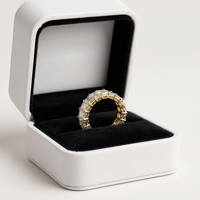 Emerald Cut Diamond Eternity Wedding Band Ring in 14K Gold