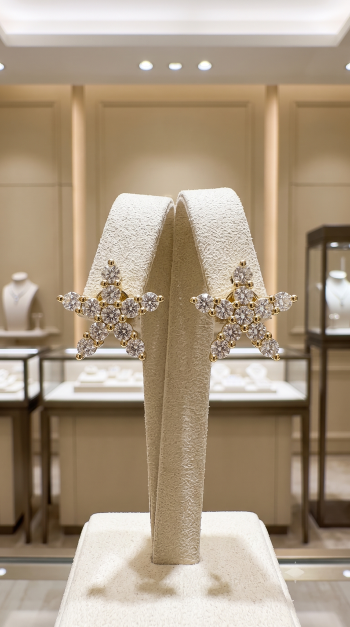 Golden Aurora Star Earrings in 14K Yellow Gold