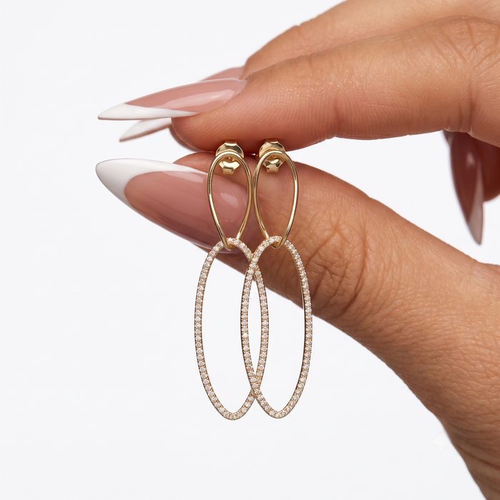 Charm Diamond Halo Drops Earrings in 14K Yellow Gold