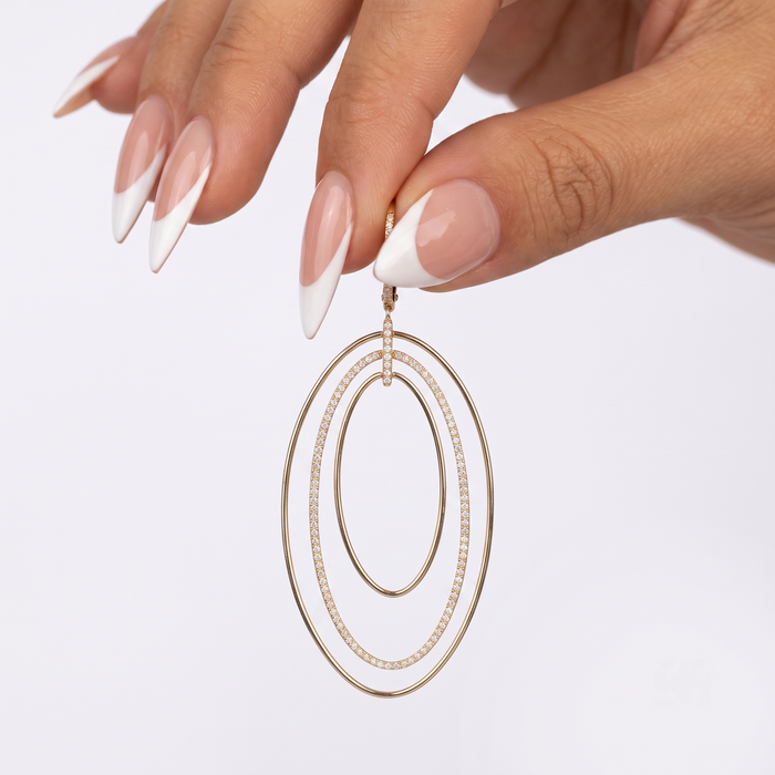 Echo Diamond Halo Drop Earrings in 14K Yellow Gold