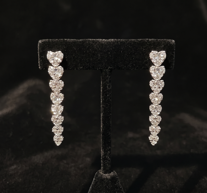 Flawless Heart Diamond Drop Earrings in 14K White Gold