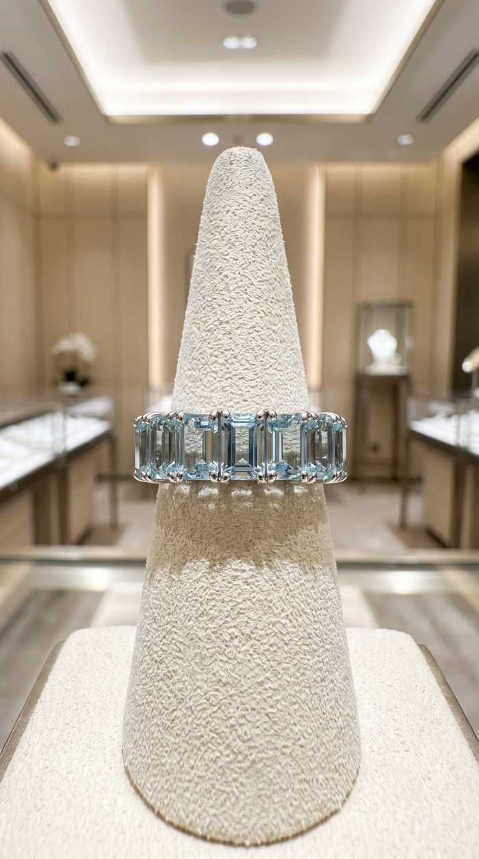 Topaz Eternity Band Gemstone Ring in 14K Gold