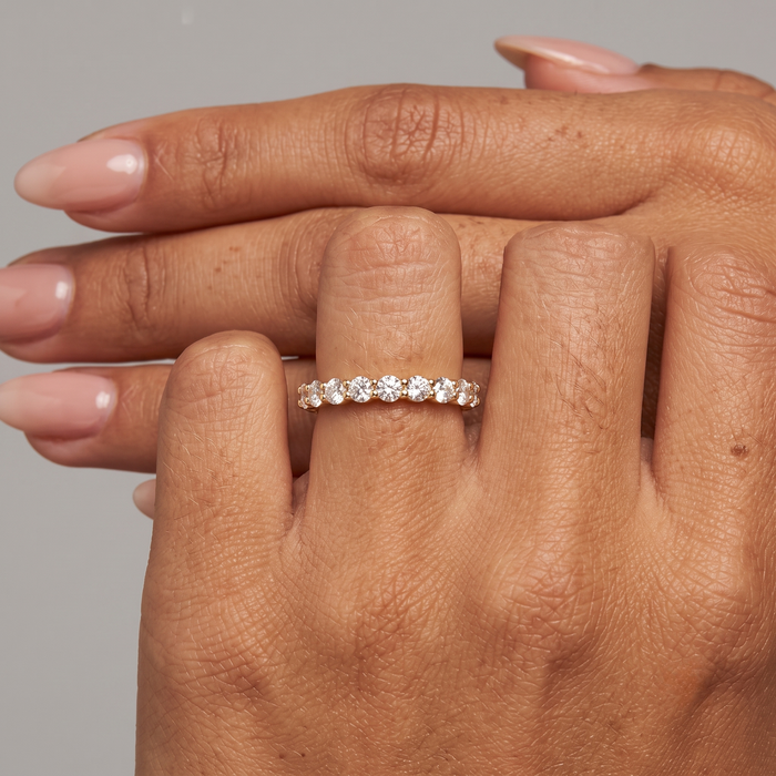 Floating Eternity Band Diamond Ring in 14K Yellow Gold