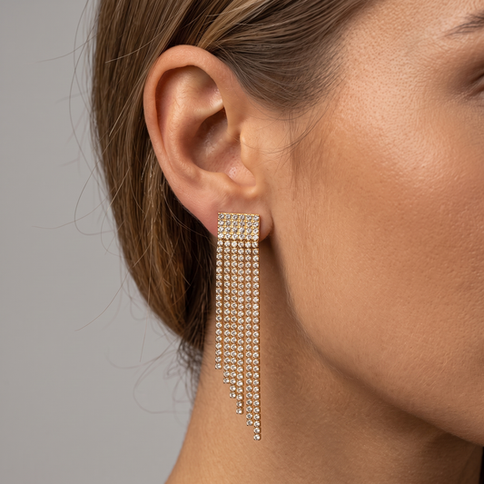 Glamour Cascade Drop Earrings in 14K Yellow Gold