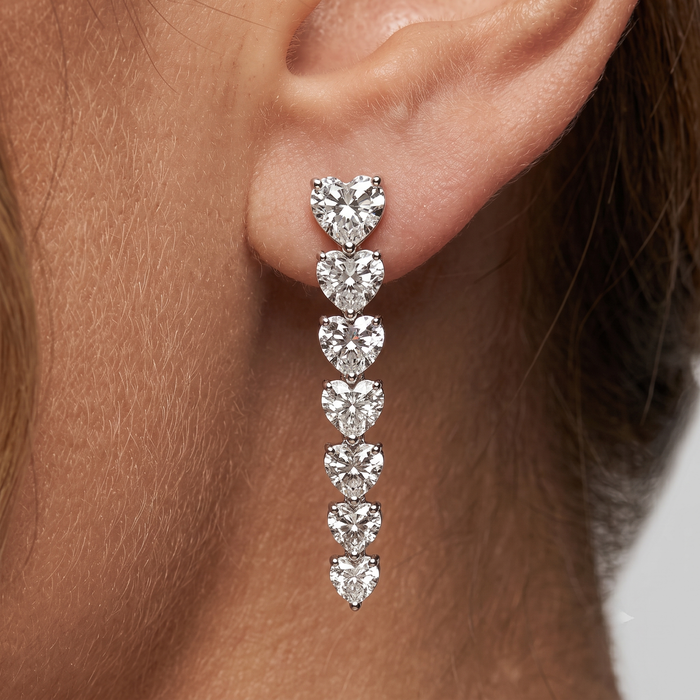 Flawless Heart Diamond Drop Earrings in 14K White Gold