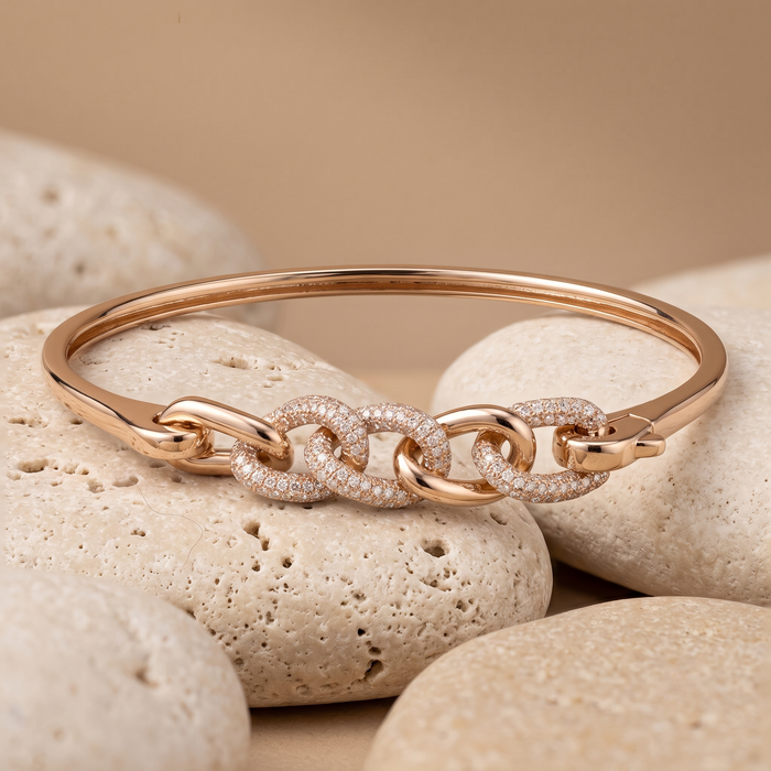 Slim Bangle Pink Sapphire Bangle Bracelet in 14K Rose Gold