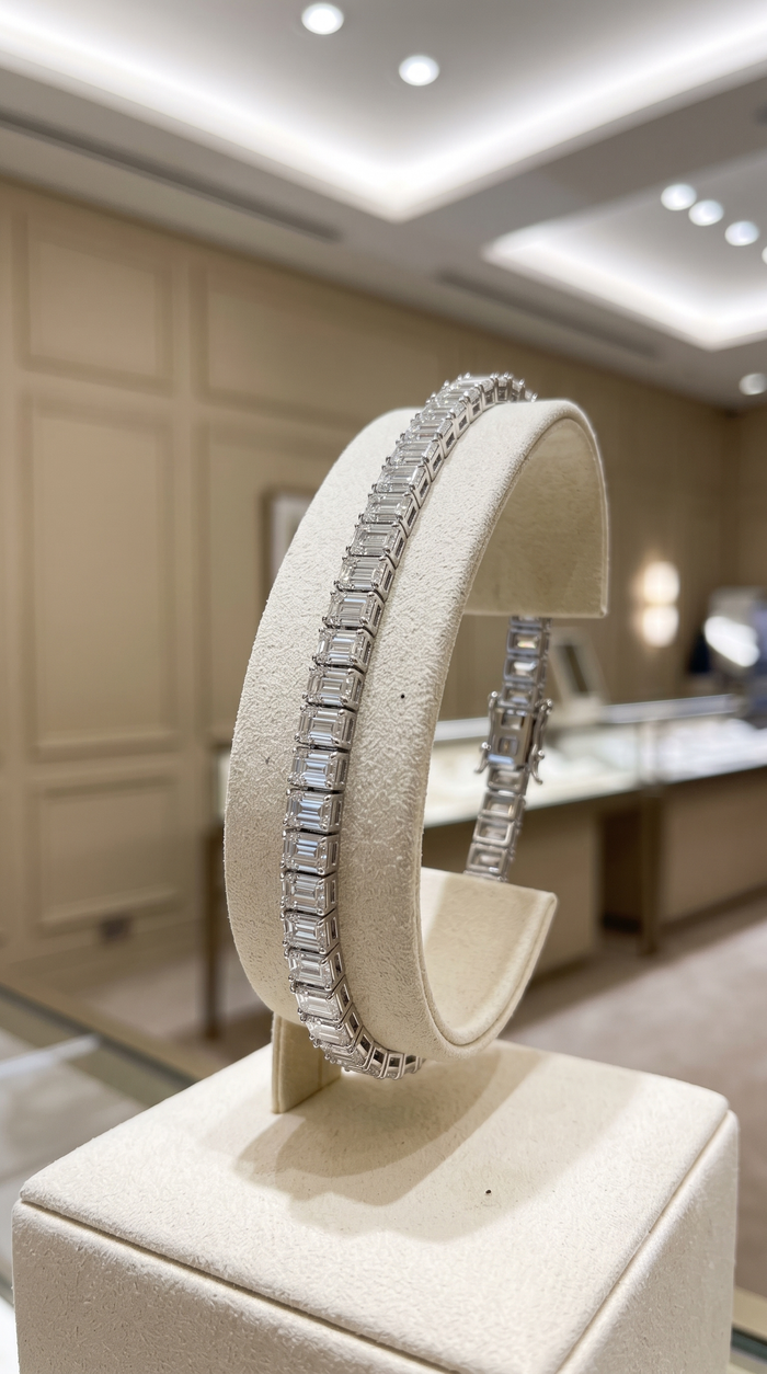 Emerald Cut Diamond Tennis Bracelet in 18K Gold