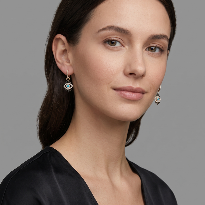 Eye Dazzle Diamond Danglers Drop Earrings in 14K Yellow Gold