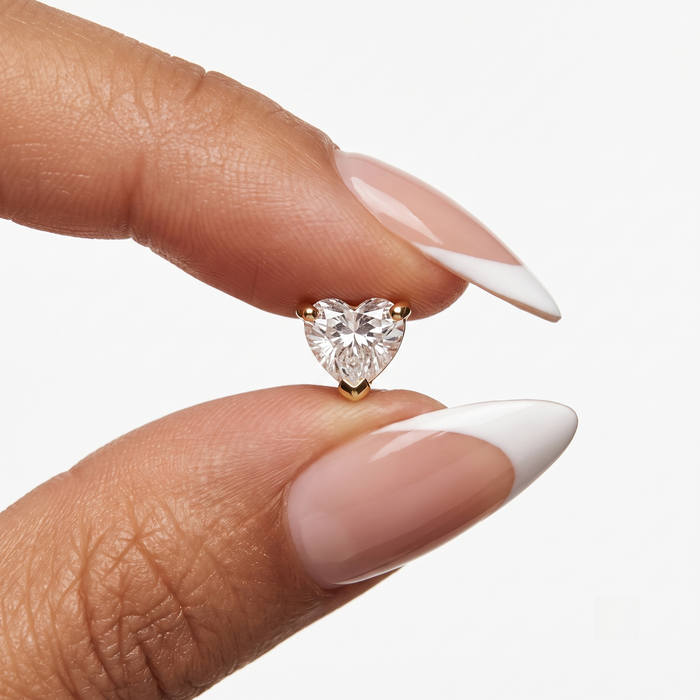 Heart Shaped Solitaire Stud Earrings in 14K Yellow Gold