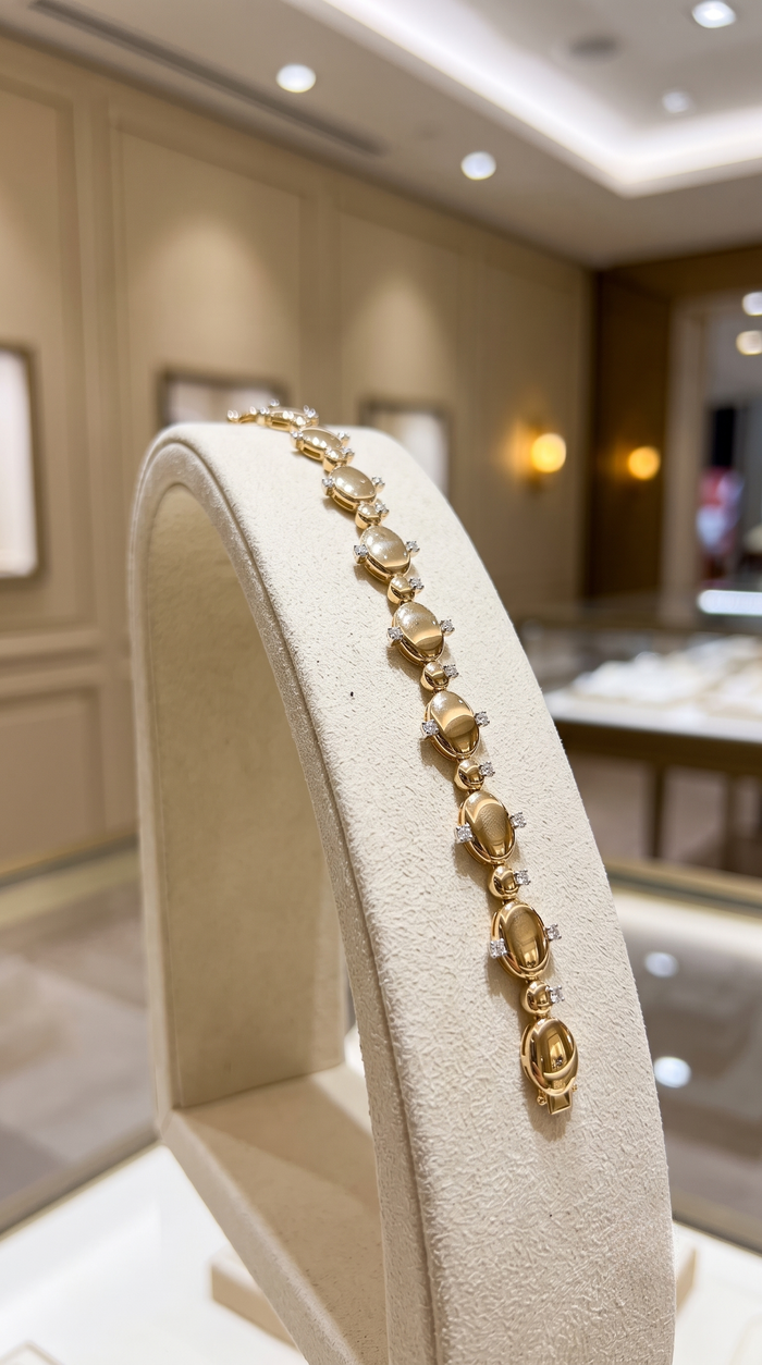 Oval Link Diamond Bracelet in 14K Yellow Gold