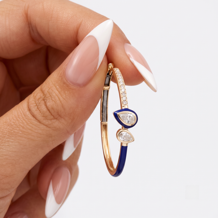 Timeless Pear Shape Diamond Hoop Earrings in 14K Yellow Gold