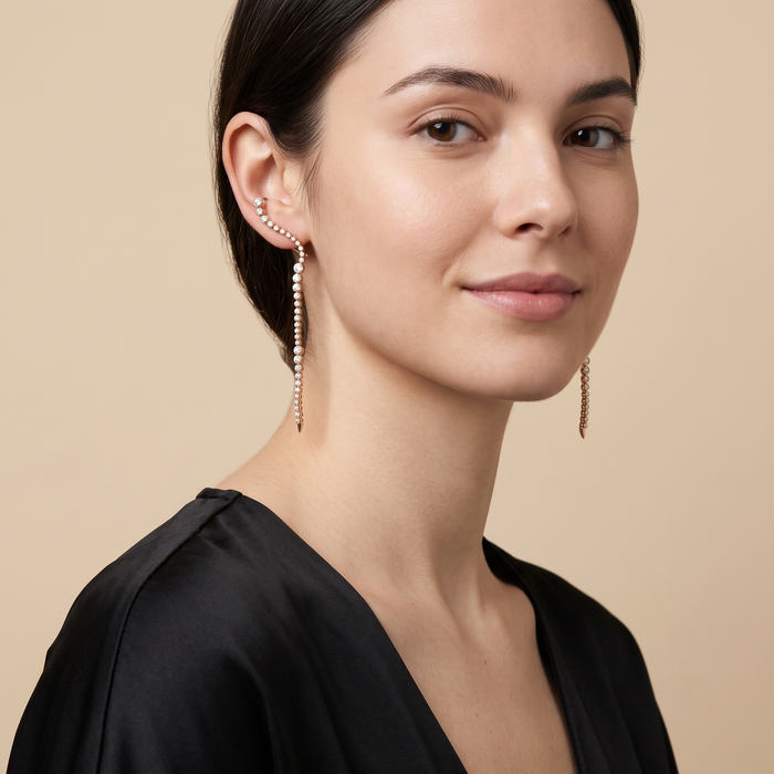 Longevity Round Diamond 14K (or 18k upon request) Yellow Gold Drop Earrings