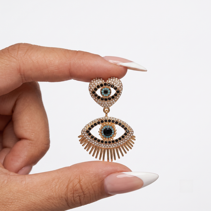 Chandelier Diamond Eye Drop Earrings in 18K Yellow Gold