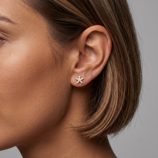 Pave Push Back Multi Color Star Shape Diamond Earrings