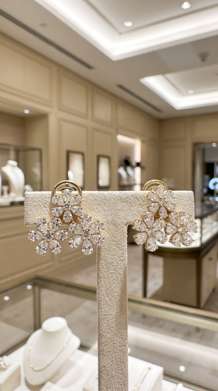Fancy Opulence Diamond Stud Earrings in 14K Yellow Gold